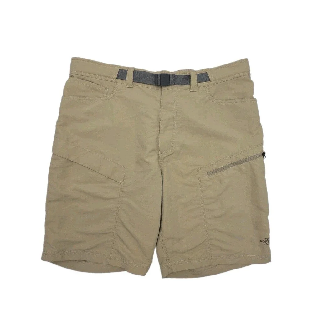 North Face Utility Shorts Khaki Tan Men Sz XL Nylon Flat Front 9